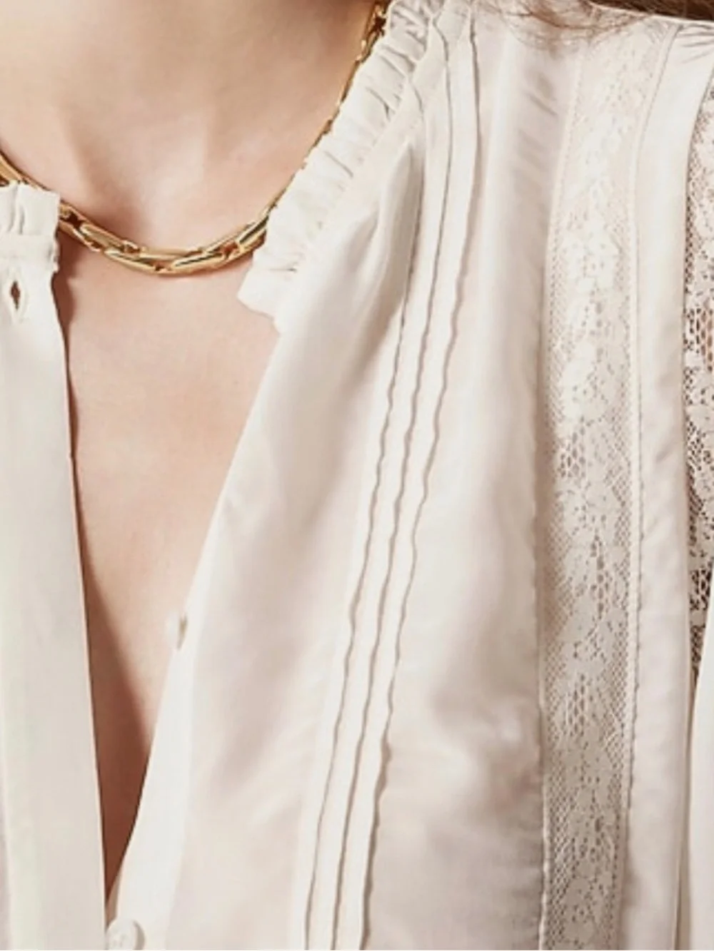 J. CREW Lace-trim Pintuck Top In Crepe De Chine